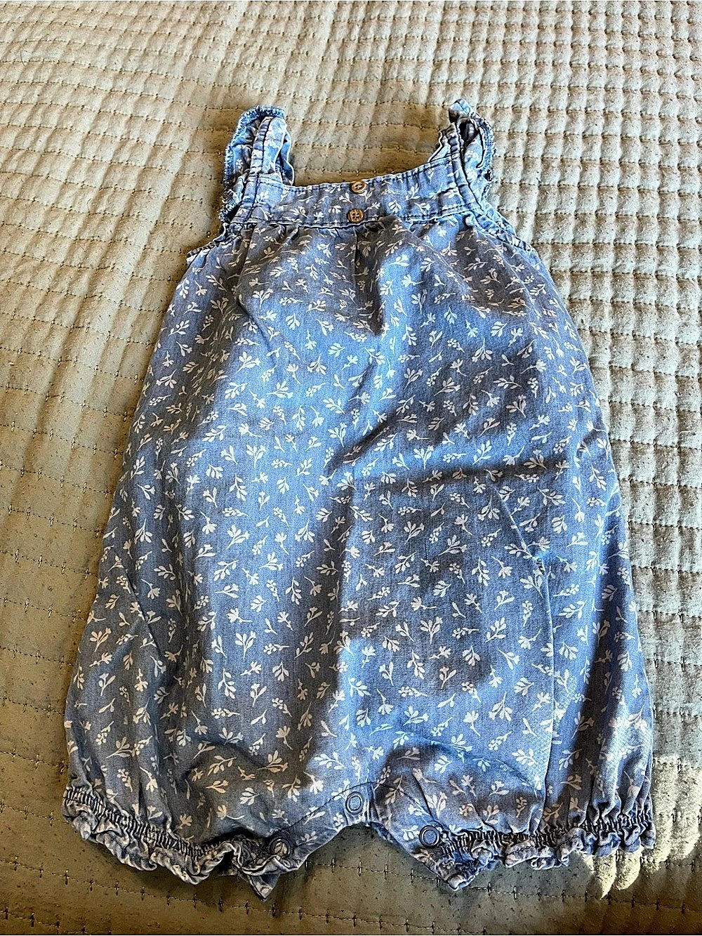 Carter's Baby Girl Floral Bubble Romper Blue & White 18M